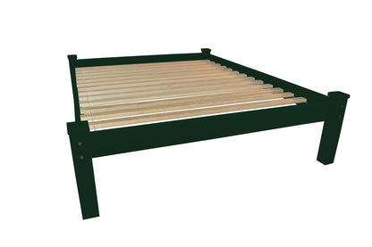 Dark Green Solid Wood Full Bed Frame