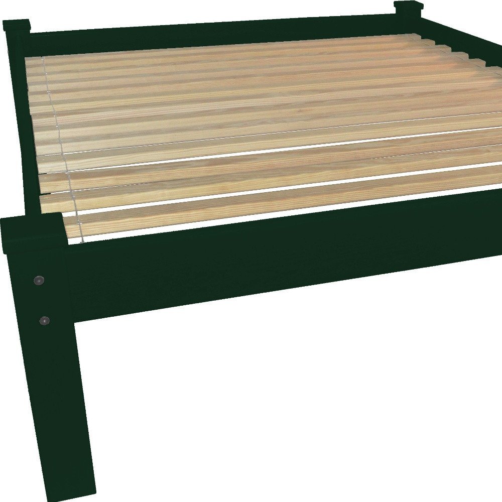 Dark Green Solid Wood Full Bed Frame