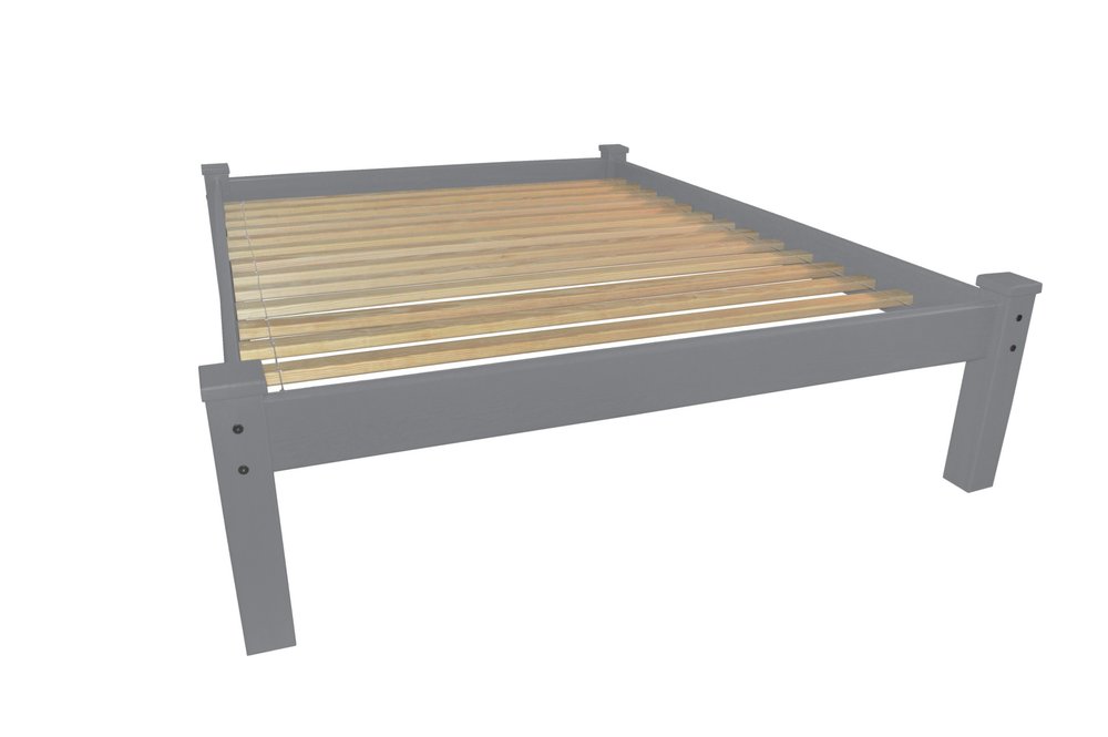 Gray Solid Wood Full Bed Frame