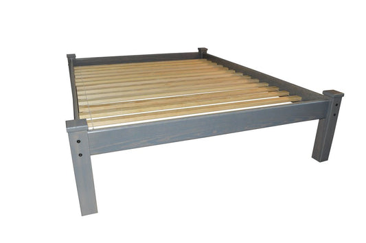 Gray Solid Wood Full Bed Frame