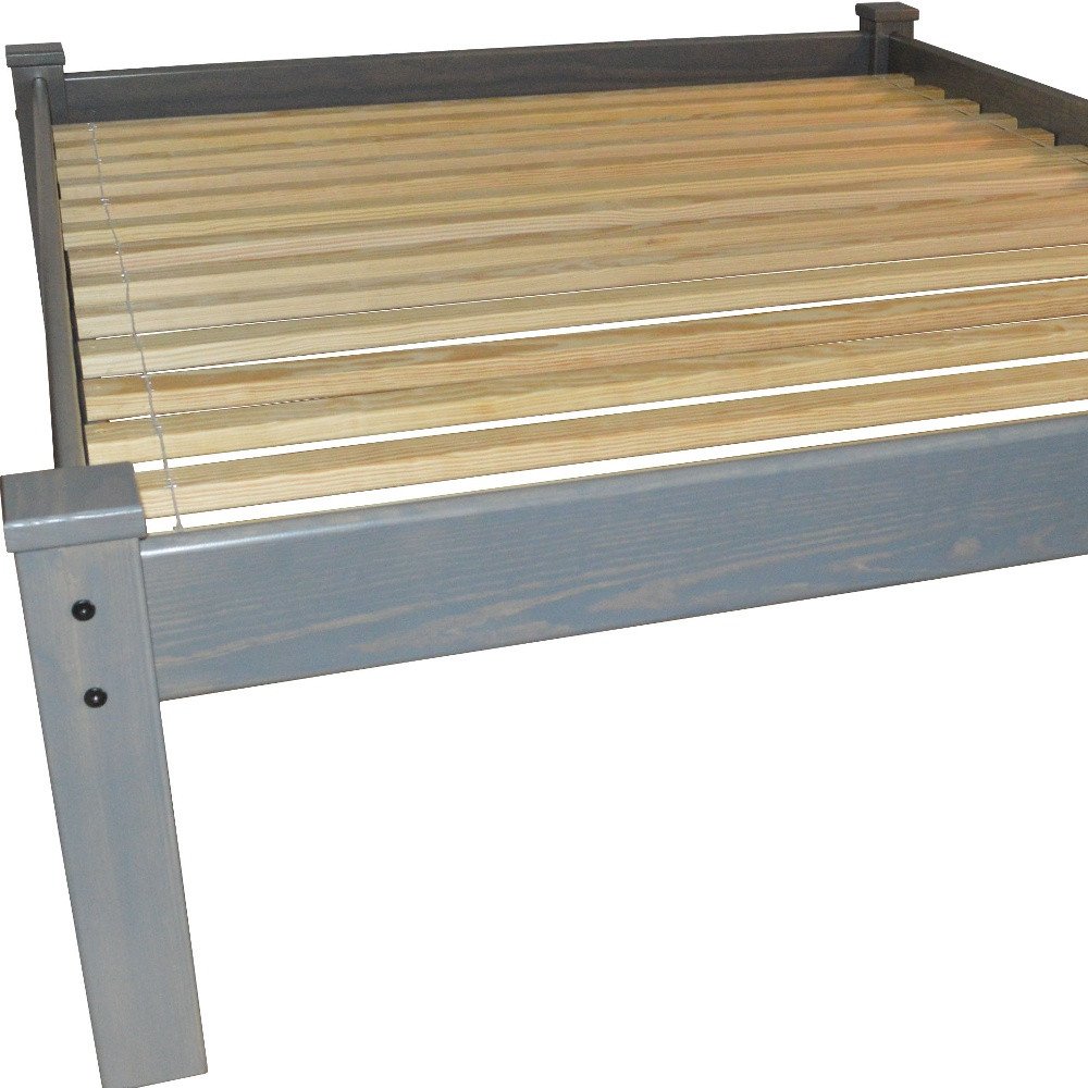 Gray Solid Wood Full Bed Frame