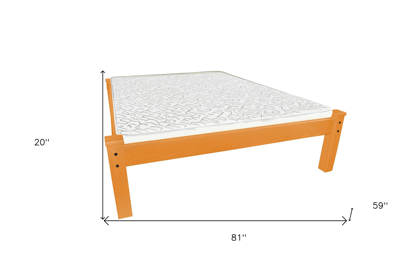 Yellow Solid Wood Full Bed Frame