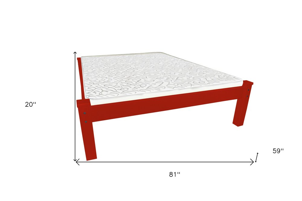 Red Solid Wood Full Bed Frame