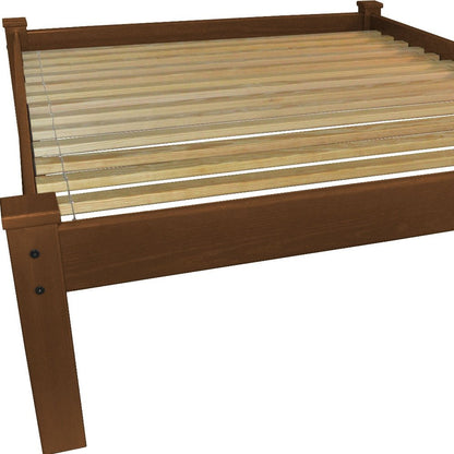 Brown Solid Wood Queen Bed Frame