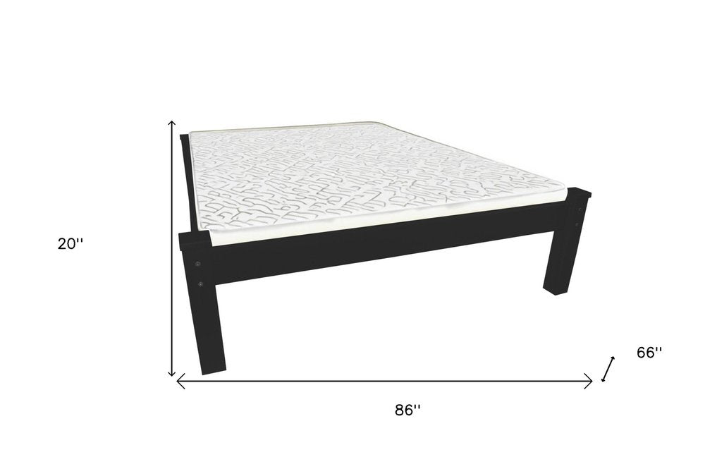 Black Solid Wood Queen Bed Frame