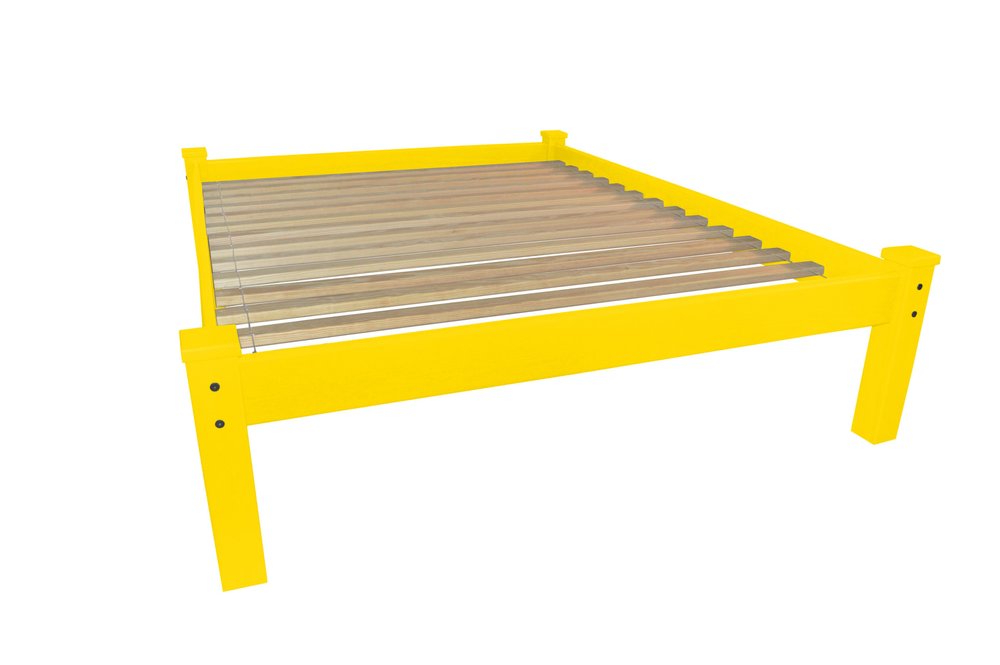 Canary Yellow Solid Wood Queen Bed Frame