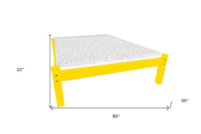 Canary Yellow Solid Wood Queen Bed Frame