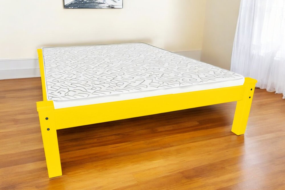 Canary Yellow Solid Wood Queen Bed Frame