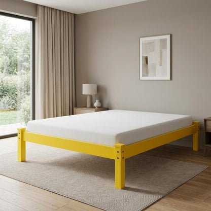 Canary Yellow Solid Wood Queen Bed Frame