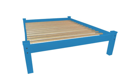 Caribbean Blue Solid Wood Queen Bed Frame