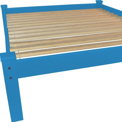 Caribbean Blue Solid Wood Queen Bed Frame