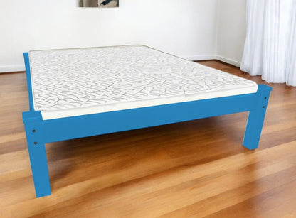 Caribbean Blue Solid Wood Queen Bed Frame