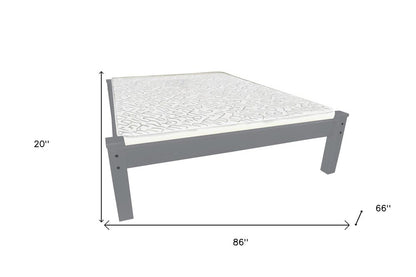 Gray Solid Wood Queen Bed Frame