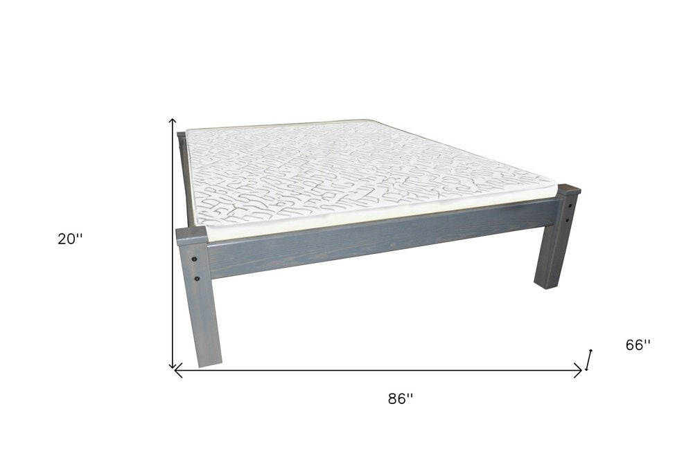 Gray Solid Wood Queen Bed Frame