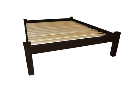 Dark Brown Solid Wood Queen Bed Frame