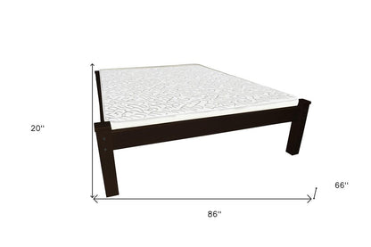 Dark Brown Solid Wood Queen Bed Frame