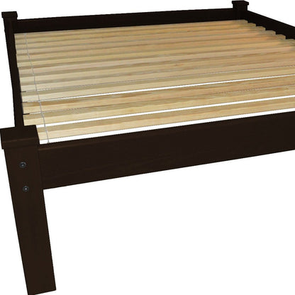 Dark Brown Solid Wood Queen Bed Frame