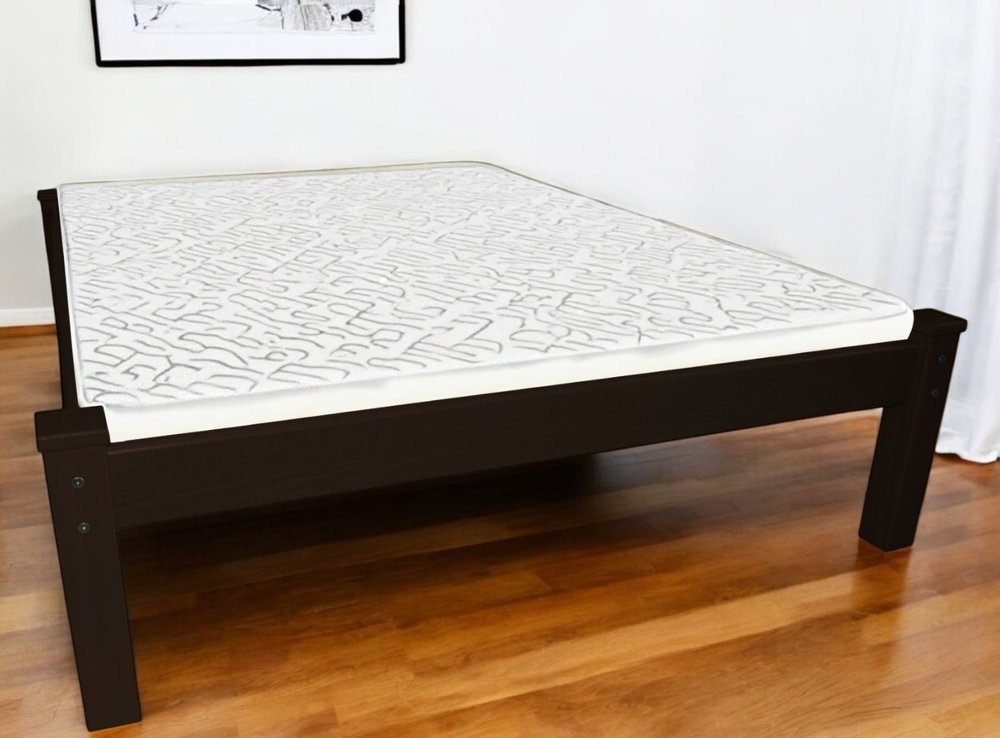 Dark Brown Solid Wood Queen Bed Frame