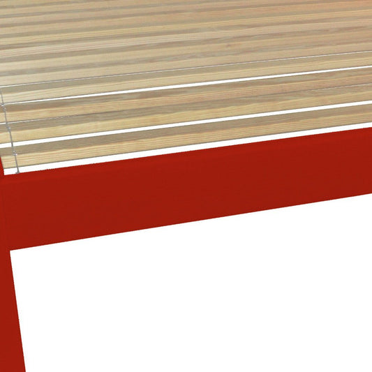 Red Solid Wood Queen Bed Frame