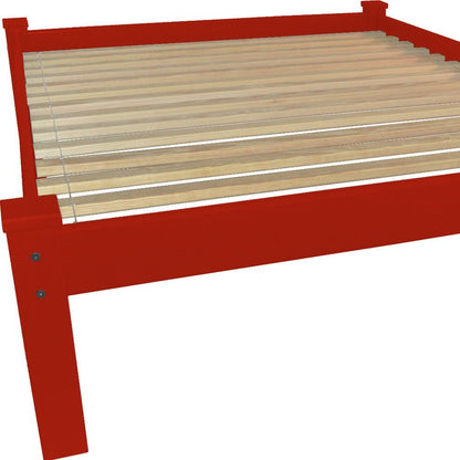 Red Solid Wood Queen Bed Frame