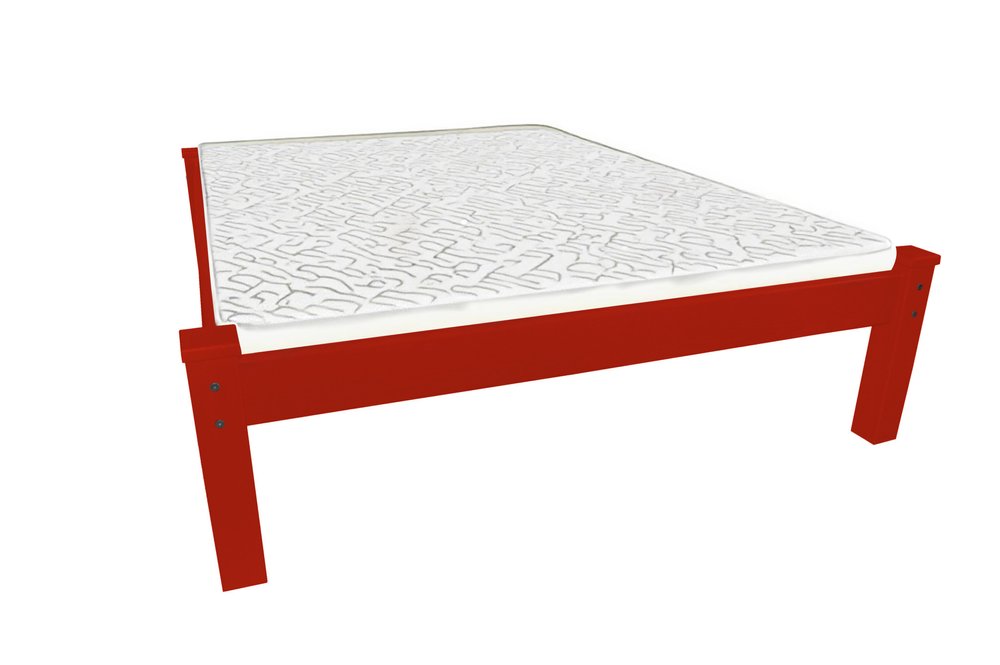 Red Solid Wood Queen Bed Frame