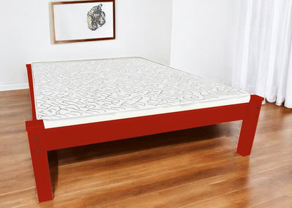 Red Solid Wood Queen Bed Frame