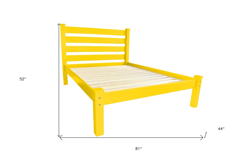 Canary Yellow Solid Wood Twin Bed Frame