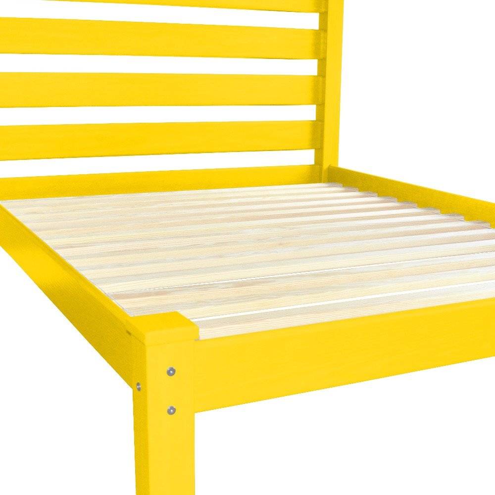 Canary Yellow Solid Wood Twin Bed Frame