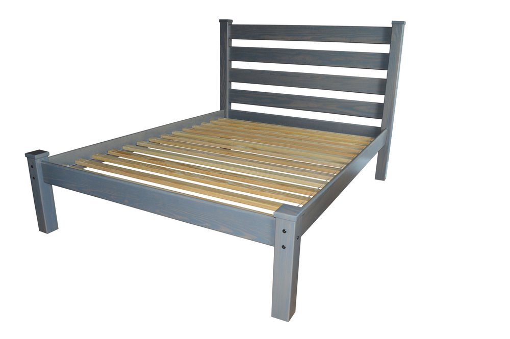 Gray Solid Wood Twin Bed Frame