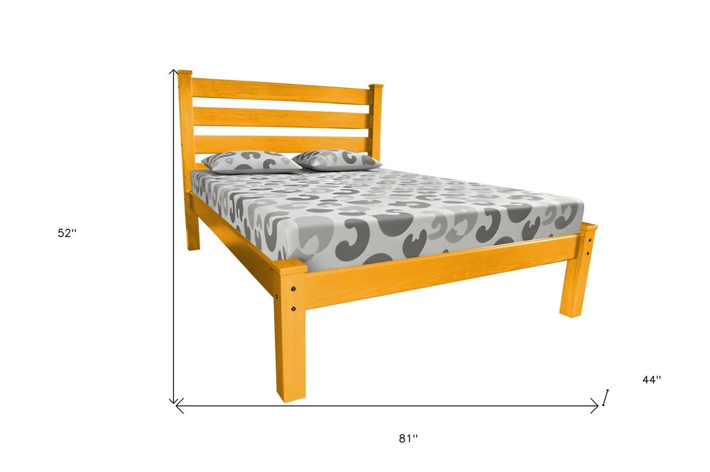 Yellow Solid Wood Twin Bed Frame