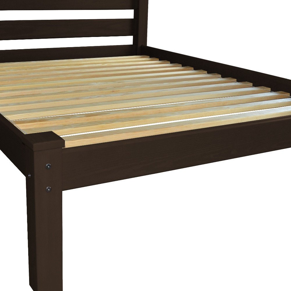 Dark Brown Solid Wood Twin Bed Frame