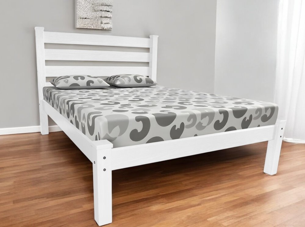 White Solid Wood Twin Bed Frame