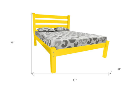Canary Yellow Solid Wood Full Bed Frame