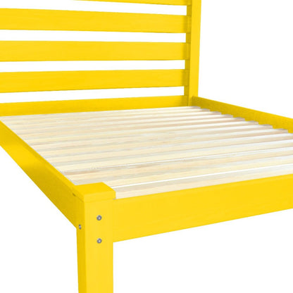 Canary Yellow Solid Wood Full Bed Frame