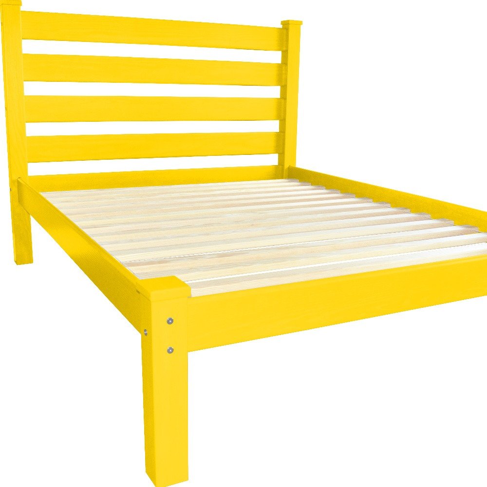 Canary Yellow Solid Wood Full Bed Frame