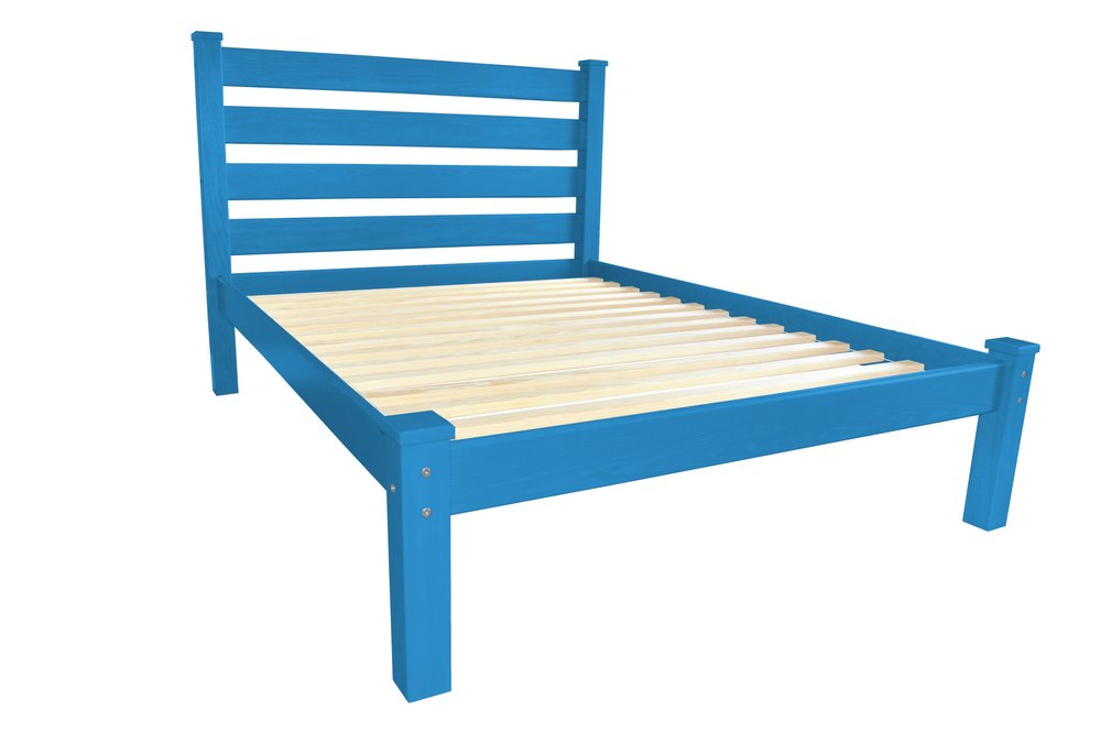 Caribbean Blue Solid Wood Full Bed Frame