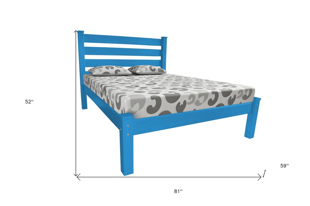 Caribbean Blue Solid Wood Full Bed Frame