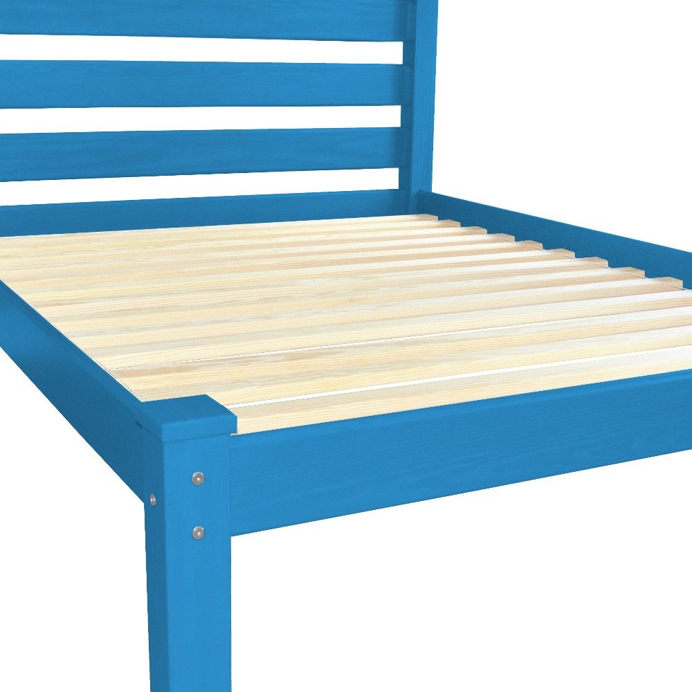 Caribbean Blue Solid Wood Full Bed Frame