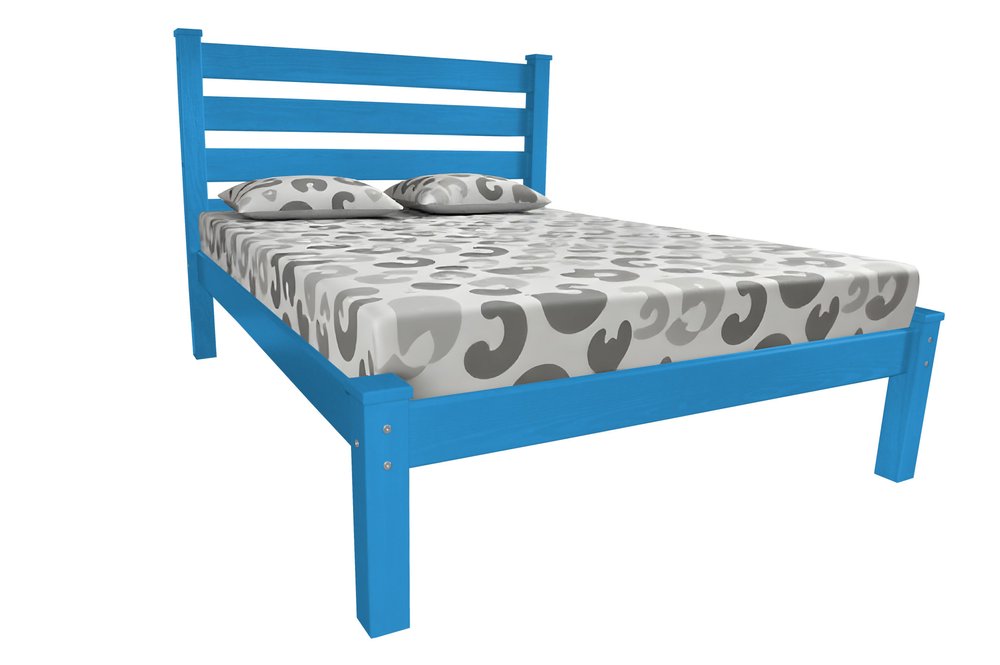 Caribbean Blue Solid Wood Full Bed Frame