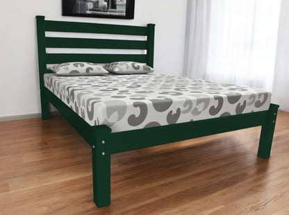 Dark Green Solid Wood Full Bed Frame