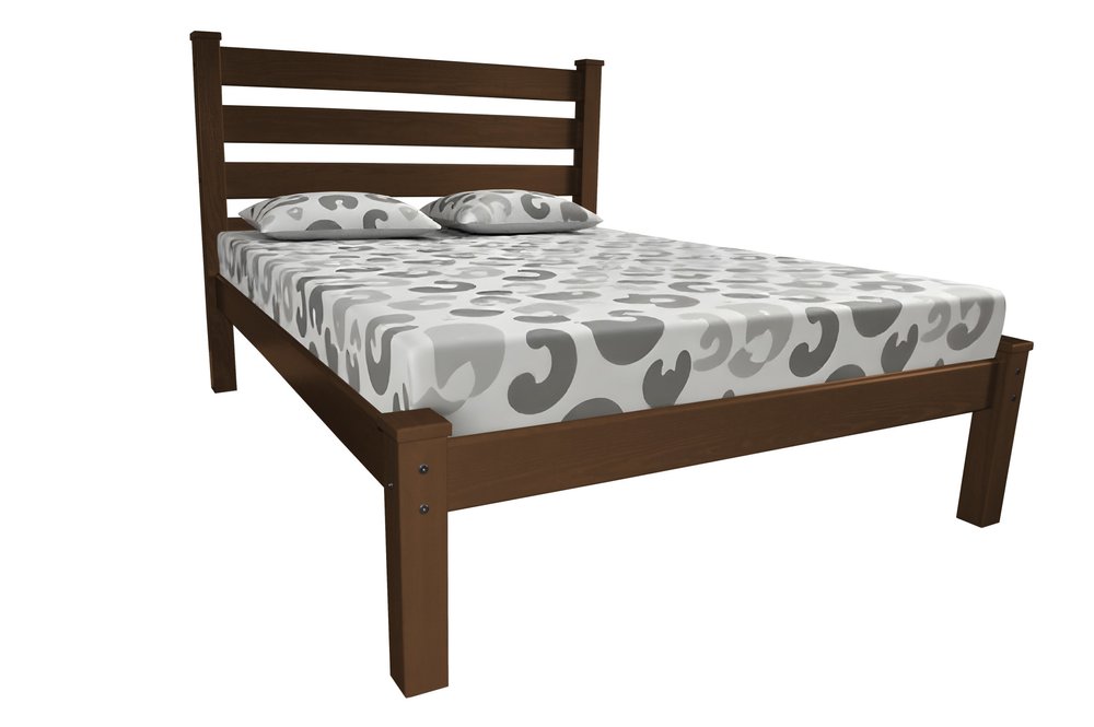 Brown Solid Wood Queen Bed Frame