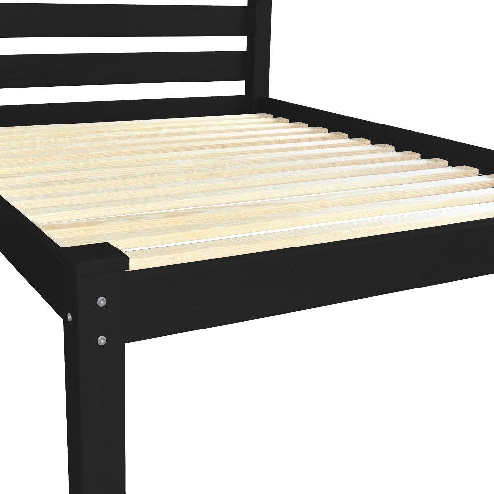 Black Solid Wood Queen Bed Frame