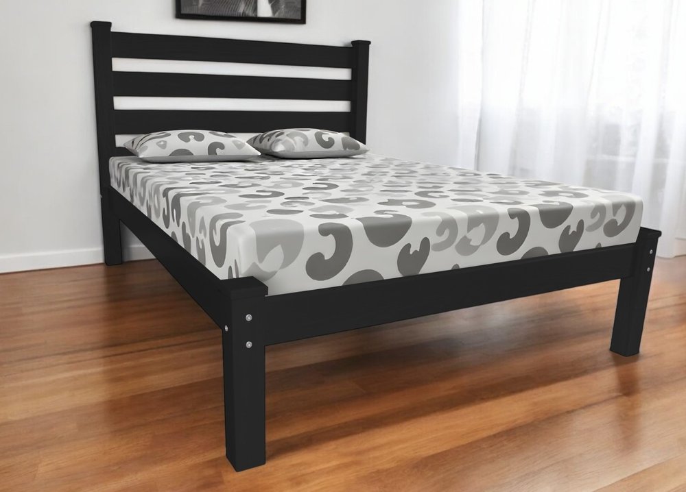 Black Solid Wood Queen Bed Frame