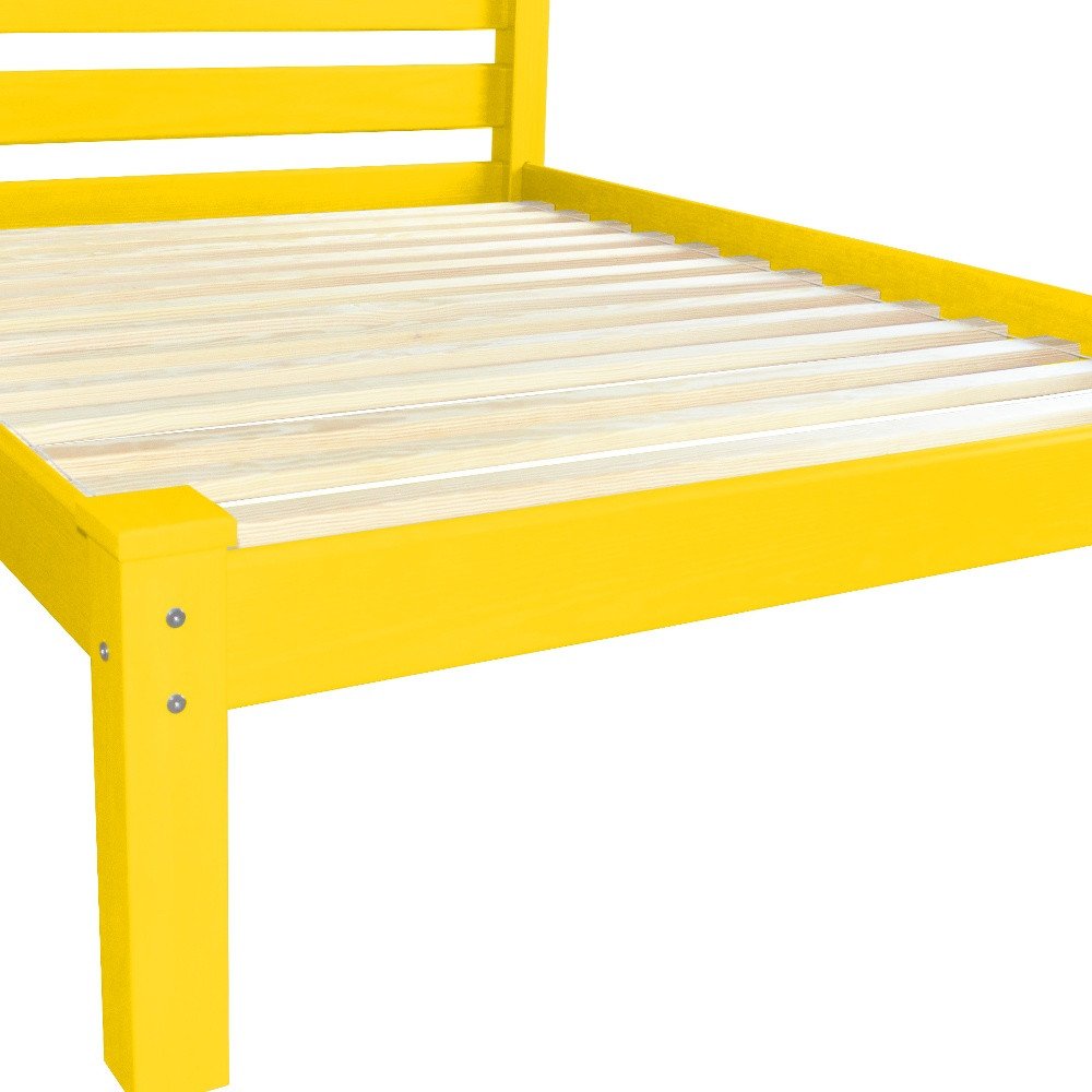 Canary Yellow Solid Wood Queen Bed Frame