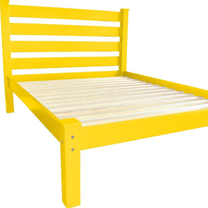 Canary Yellow Solid Wood Queen Bed Frame