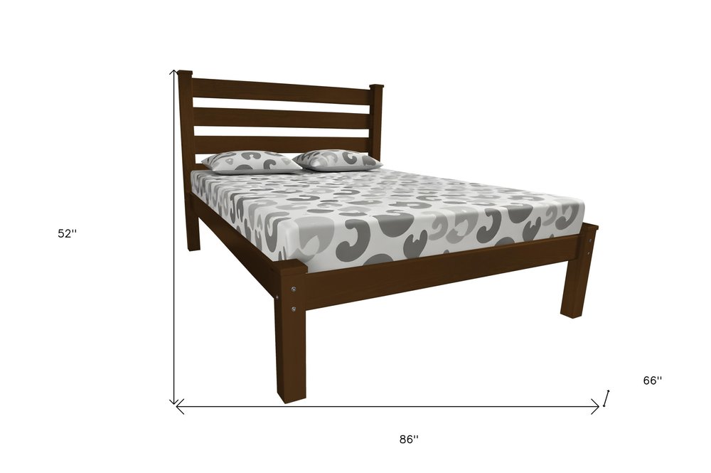 Brown Solid Wood Queen Bed Frame