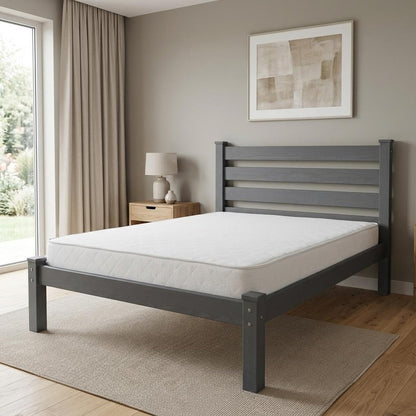 Gray Solid Wood Queen Bed Frame