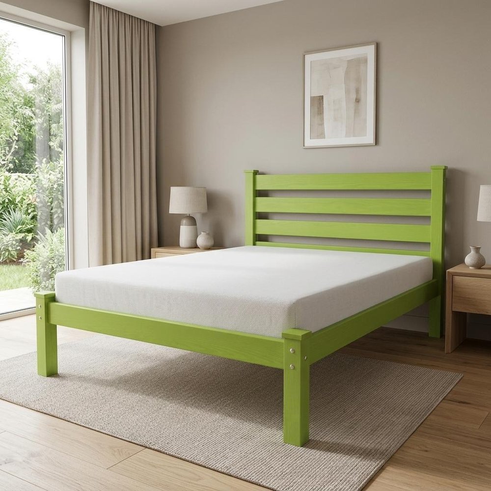 Lime Green Solid Wood Queen Bed Frame