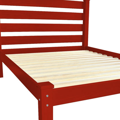 Red Solid Wood Queen Bed Frame