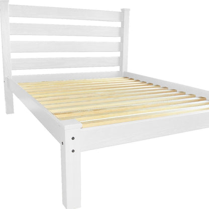 White Solid Wood Queen Bed Frame